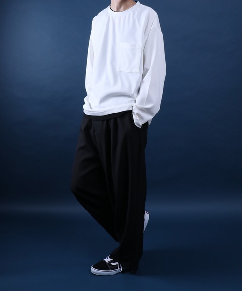 ANPAS（アンパス）の「UV Protection Amunzen Fake Layered T-Shirt/UVカット 梨地 フェイクレイヤード ポケット付き 長袖Tシャツ ロンT オーバーサイズ（Tシャツ/カットソー・メンズ・ダークグレー/ブラック/ダークグリーン/オフホワイト・LL/L/M）」の16枚目の写真