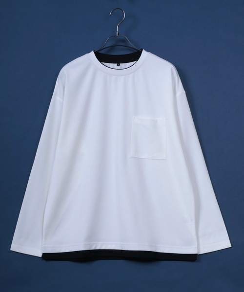 ANPAS（アンパス）の「UV Protection Amunzen Fake Layered T-Shirt/UVカット 梨地 フェイクレイヤード ポケット付き 長袖Tシャツ ロンT オーバーサイズ（Tシャツ/カットソー・メンズ・ダークグレー/ブラック/ダークグリーン/オフホワイト・LL/L/M）」の17枚目の写真