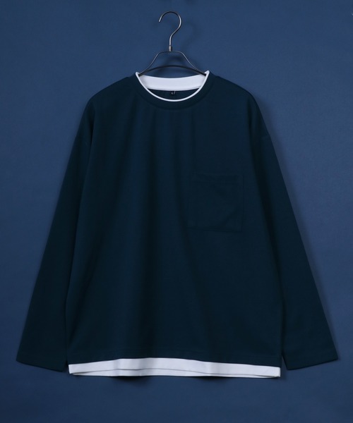 ANPAS（アンパス）の「UV Protection Amunzen Fake Layered T-Shirt/UVカット 梨地 フェイクレイヤード ポケット付き 長袖Tシャツ ロンT オーバーサイズ（Tシャツ/カットソー・メンズ・ダークグレー/ブラック/ダークグリーン/オフホワイト・LL/L/M）」の18枚目の写真