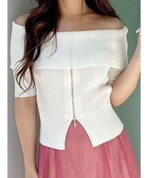 MERCURYDUO | 2WAYオフショルZIPニットアップ(ニット/セーター)