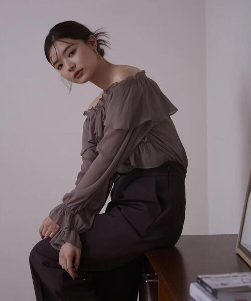 PROPORTION BODY DRESSING（プロポーションボディドレッシング）の「クロスラッフルシアー楊柳ブラウス / 1214210911（シャツ/ブラウス・レディース・ホワイト系その他/ピンク/ブラウン・FREE）」の6枚目の写真