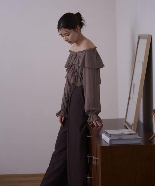 PROPORTION BODY DRESSING（プロポーションボディドレッシング）の「クロスラッフルシアー楊柳ブラウス / 1214210911（シャツ/ブラウス・レディース・ホワイト系その他/ピンク/ブラウン・FREE）」の7枚目の写真