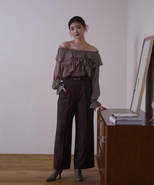 PROPORTION BODY DRESSING（プロポーションボディドレッシング）の「クロスラッフルシアー楊柳ブラウス / 1214210911（シャツ/ブラウス・レディース・ホワイト系その他/ピンク/ブラウン・FREE）」の8枚目の写真