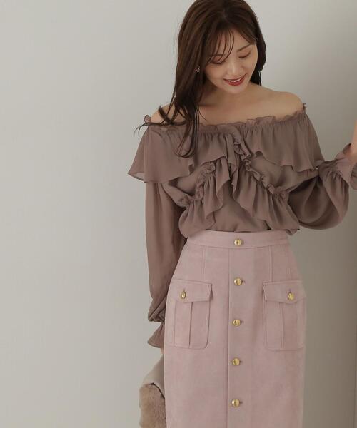 PROPORTION BODY DRESSING（プロポーションボディドレッシング）の「クロスラッフルシアー楊柳ブラウス / 1214210911（シャツ/ブラウス・レディース・ホワイト系その他/ピンク/ブラウン・FREE）」の12枚目の写真