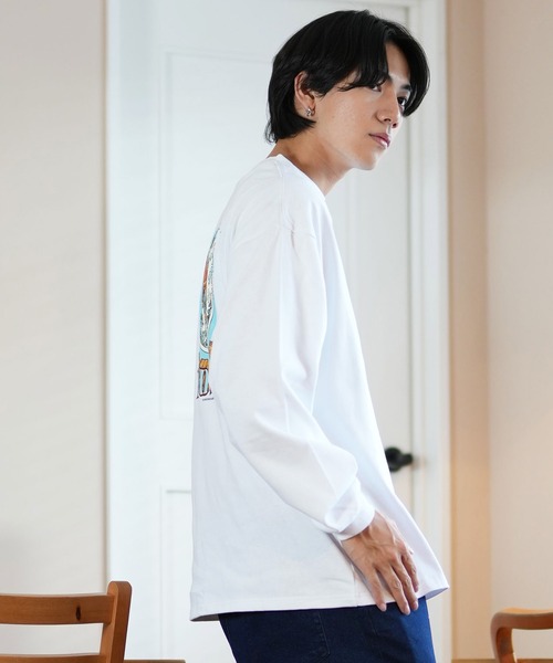 lost(ロスト)の「lost/ロスト ロンT/長袖Tシャツ ヘビーウェイト バックプリント AXIS-LS L24F2201(Tシャツ/カットソー・メンズ・ホワイト/スミクロ・M/L/XL)」の6枚目の写真