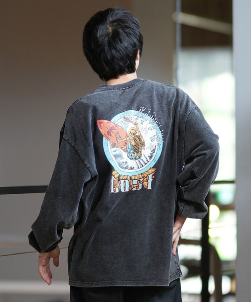 lost(ロスト)の「lost/ロスト ロンT/長袖Tシャツ ヘビーウェイト バックプリント AXIS-LS L24F2201(Tシャツ/カットソー・メンズ・ホワイト/スミクロ・M/L/XL)」の13枚目の写真