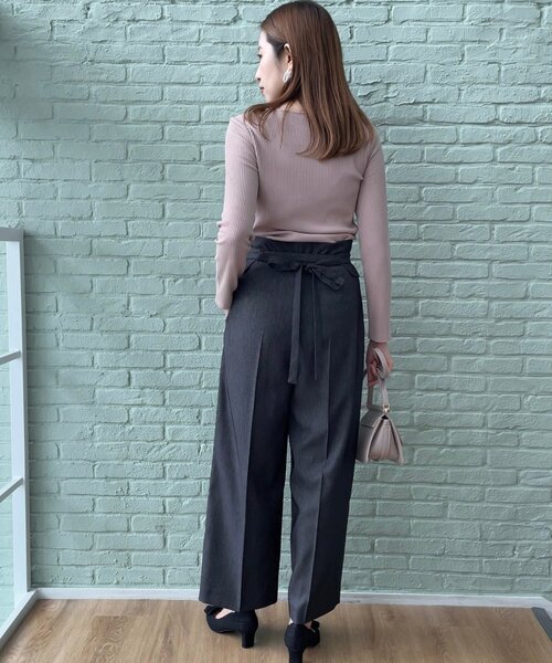 couture brooch（クチュールブローチ）の「◆【顔まわりスッキリ・マシンウォッシャブル】ハートネックテレコトップス（Tシャツ/カットソー・レディース・ブラック/オフホワイト/ピンク系・42/40/38）」の6枚目の写真