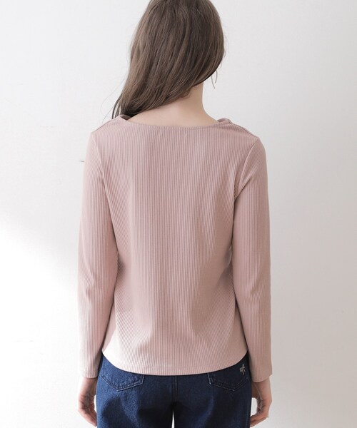 couture brooch（クチュールブローチ）の「◆【顔まわりスッキリ・マシンウォッシャブル】ハートネックテレコトップス（Tシャツ/カットソー・レディース・ブラック/オフホワイト/ピンク系・42/40/38）」の13枚目の写真