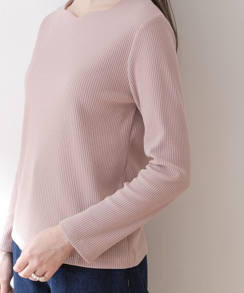 couture brooch（クチュールブローチ）の「◆【顔まわりスッキリ・マシンウォッシャブル】ハートネックテレコトップス（Tシャツ/カットソー・レディース・ブラック/オフホワイト/ピンク系・42/40/38）」の15枚目の写真