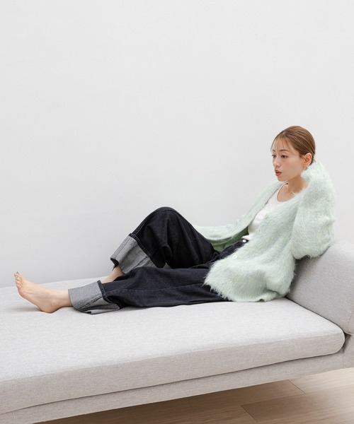 LAKOLE(ラコレ)の「シャギーニットカーディガン / 130868(カーディガン/ボレロ・レディース・ピンク/チャコールグレー/グリーン/アイボリー・FREE)」の9枚目の写真