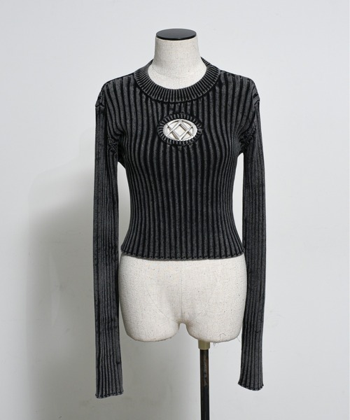 REFLEM オーバルロゴクロップリブニット チャコールグレー REFLEM（レフレム）の「『REFLEM/レフレム』オーバルロゴクロップ