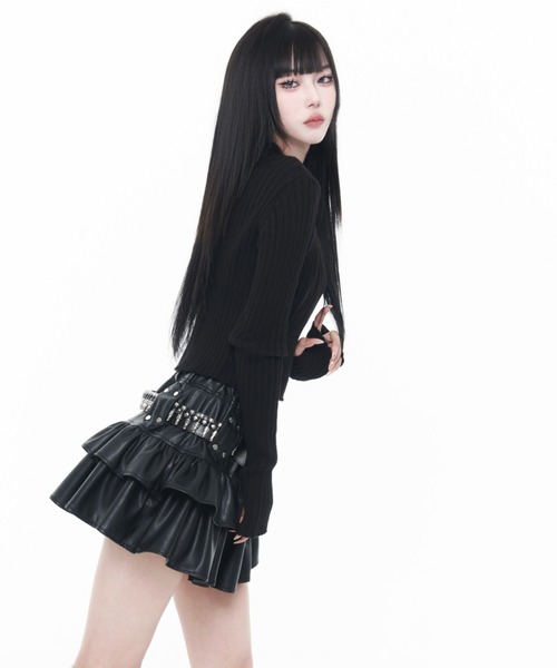 REFLEM レフレム　セーター　ブラック　黒 REFLEM ニット セーター 「REFLEM/レフレム」顔料加工ダメージ