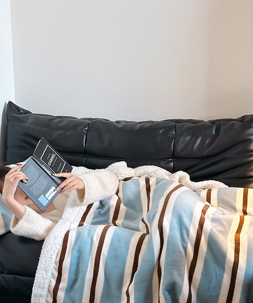 VIBGYOR（ヴィブジョー）の「【 somni / ソニ 】ヴィンテージ ボーダー 柔らかブランケット（ブランケット・レディース・その他1/イエロー/ブルー/ピンク/ライトブルー・FREE）」の7枚目の写真