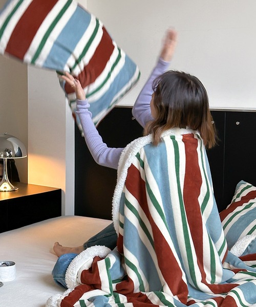 VIBGYOR（ヴィブジョー）の「【 somni / ソニ 】ヴィンテージ ボーダー 柔らかブランケット（ブランケット・レディース・その他1/イエロー/ブルー/ピンク/ライトブルー・FREE）」の13枚目の写真