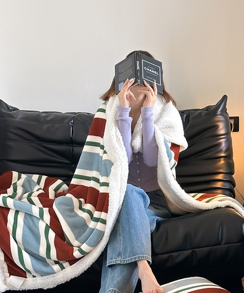 VIBGYOR（ヴィブジョー）の「【 somni / ソニ 】ヴィンテージ ボーダー 柔らかブランケット（ブランケット・レディース・その他1/イエロー/ブルー/ピンク/ライトブルー・FREE）」の14枚目の写真