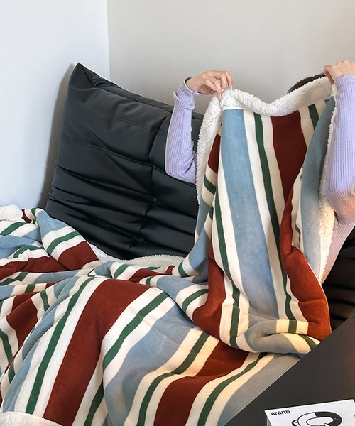 VIBGYOR（ヴィブジョー）の「【 somni / ソニ 】ヴィンテージ ボーダー 柔らかブランケット（ブランケット・レディース・その他1/イエロー/ブルー/ピンク/ライトブルー・FREE）」の11枚目の写真