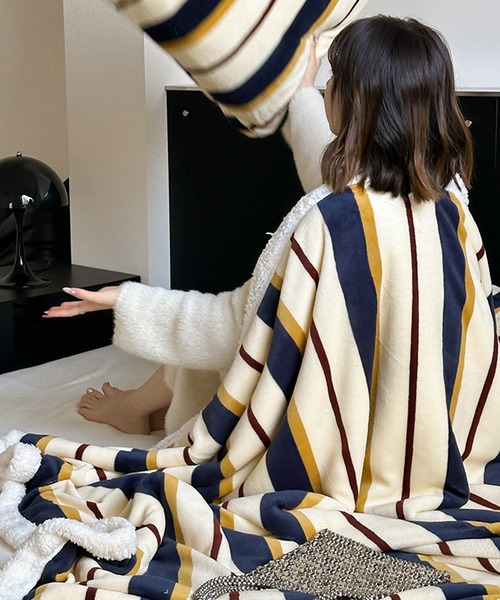 VIBGYOR（ヴィブジョー）の「【 somni / ソニ 】ヴィンテージ ボーダー 柔らかブランケット（ブランケット・レディース・その他1/イエロー/ブルー/ピンク/ライトブルー・FREE）」の20枚目の写真