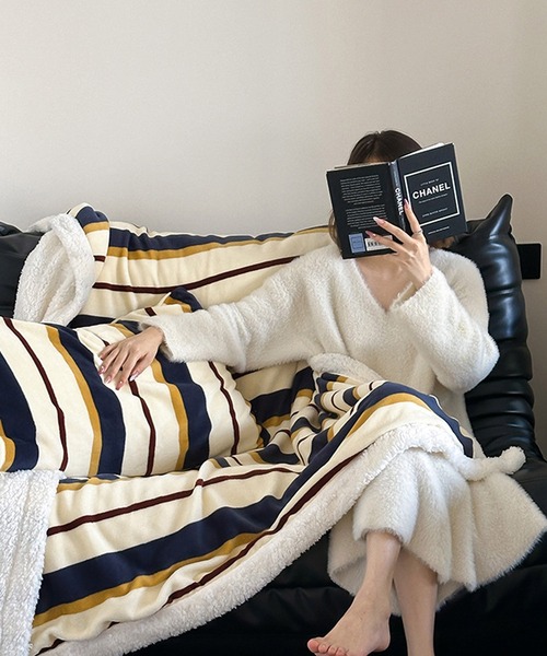 VIBGYOR（ヴィブジョー）の「【 somni / ソニ 】ヴィンテージ ボーダー 柔らかブランケット（ブランケット・レディース・その他1/イエロー/ブルー/ピンク/ライトブルー・FREE）」の21枚目の写真