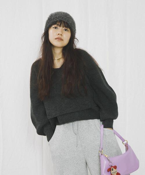 SENSE OF PLACE by URBAN RESEARCH(センスオブプレイスバイアーバンリサーチ)の「『別注』さらさ×SENSE OF PLACE シャギービーニー(ニットキャップ/ビーニー・レディース・グレー/オフホワイト・ONE)」の4枚目の写真