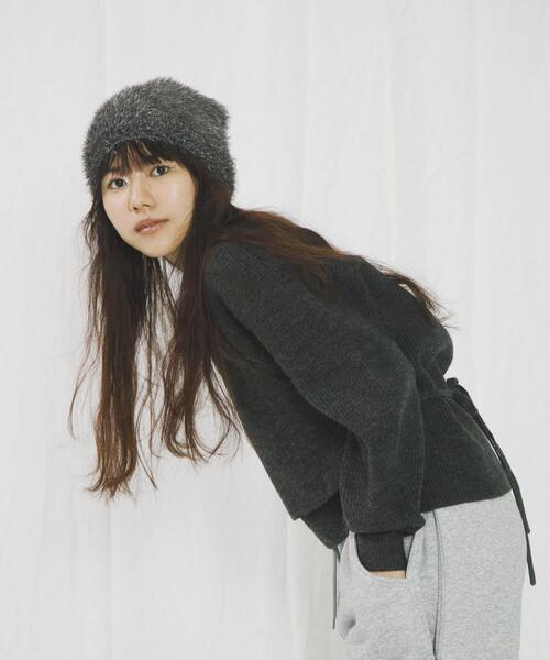 SENSE OF PLACE by URBAN RESEARCH(センスオブプレイスバイアーバンリサーチ)の「『別注』さらさ×SENSE OF PLACE シャギービーニー(ニットキャップ/ビーニー・レディース・グレー/オフホワイト・ONE)」の5枚目の写真