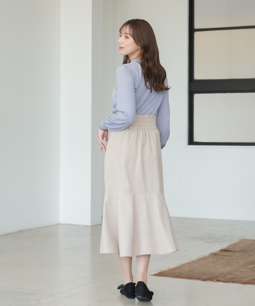 ASTORIA ODIER（アストリアオディール）の「パール装飾  配色ボウタイニットプルオーバー（ニット/セーター・レディース・グレイッシュブルー/ライトグレー/ブラック/アイボリー・MEDIUM/LARGE）」の15枚目の写真