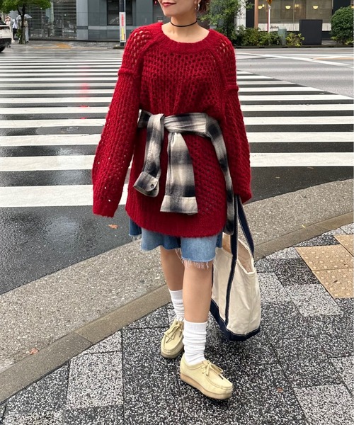 archives(アルシーヴ)の「【Ltd.】OVER MESH KNIT(ニット/セーター・レディース・チャコールグレー/イエロー/レッド・FREE)」の11枚目の写真