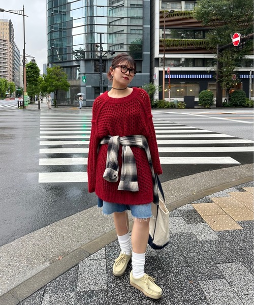archives(アルシーヴ)の「【Ltd.】OVER MESH KNIT(ニット/セーター・レディース・チャコールグレー/イエロー/レッド・FREE)」の10枚目の写真