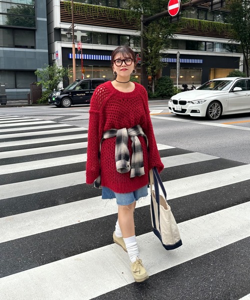 archives(アルシーヴ)の「【Ltd.】OVER MESH KNIT(ニット/セーター・レディース・チャコールグレー/イエロー/レッド・FREE)」の14枚目の写真