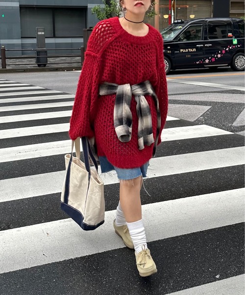 archives(アルシーヴ)の「【Ltd.】OVER MESH KNIT(ニット/セーター・レディース・チャコールグレー/イエロー/レッド・FREE)」の15枚目の写真