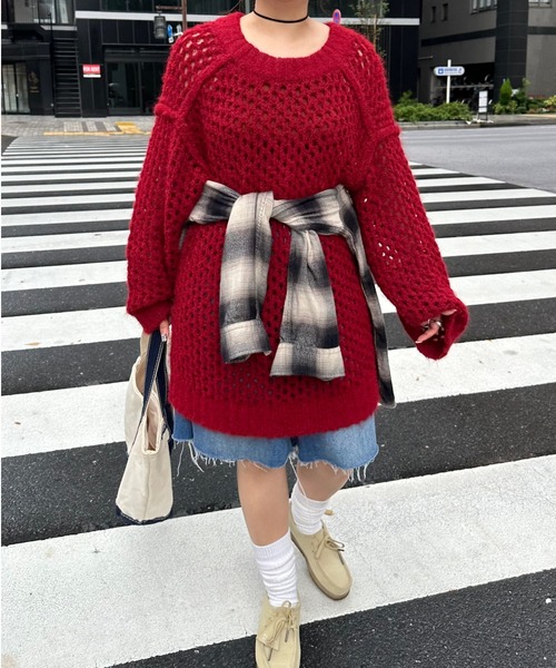 archives(アルシーヴ)の「【Ltd.】OVER MESH KNIT(ニット/セーター・レディース・チャコールグレー/イエロー/レッド・FREE)」の17枚目の写真