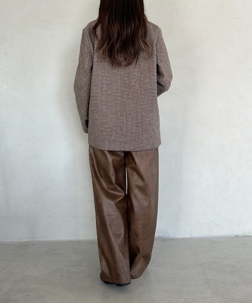 MYMOOD.（マイムード）の「PUハイウエストワイドストレートパンツ（その他パンツ・レディース・ブラウン/ブラック・M）」の18枚目の写真