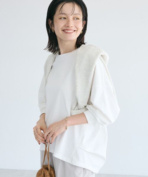 CRAFT STANDARD BOUTIQUE(クラフトスタンダードブティック)の「コクーンシルエットチュニック(Tシャツ/カットソー・レディース・ブラック/チャコールグレー/オレンジ/ホワイト・FREE)」の1枚目の写真