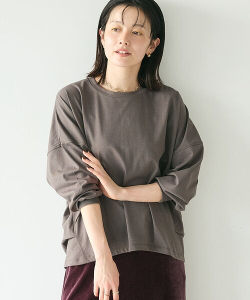 CRAFT STANDARD BOUTIQUE(クラフトスタンダードブティック)の「コクーンシルエットチュニック(Tシャツ/カットソー・レディース・ブラック/チャコールグレー/オレンジ/ホワイト・FREE)」の3枚目の写真