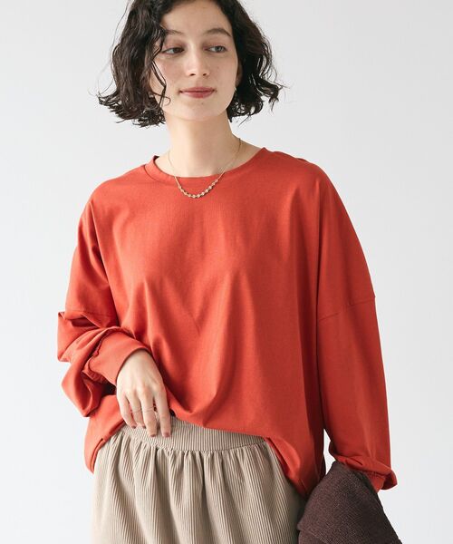 CRAFT STANDARD BOUTIQUE(クラフトスタンダードブティック)の「コクーンシルエットチュニック(Tシャツ/カットソー・レディース・ブラック/チャコールグレー/オレンジ/ホワイト・FREE)」の4枚目の写真