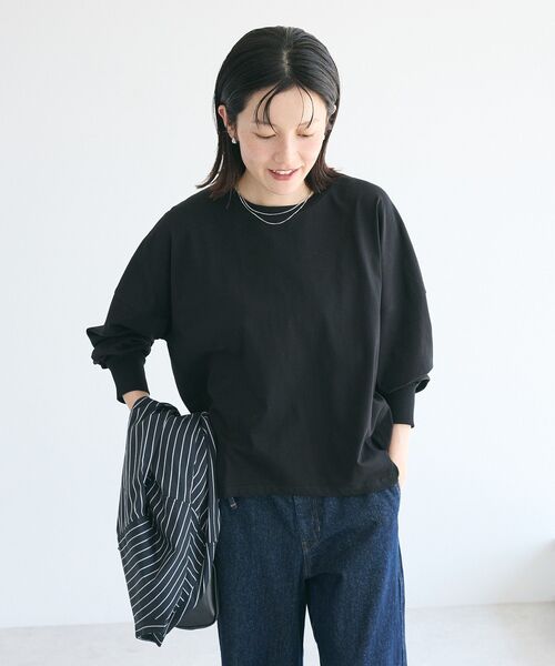 CRAFT STANDARD BOUTIQUE(クラフトスタンダードブティック)の「コクーンシルエットチュニック(Tシャツ/カットソー・レディース・ブラック/チャコールグレー/オレンジ/ホワイト・FREE)」の9枚目の写真
