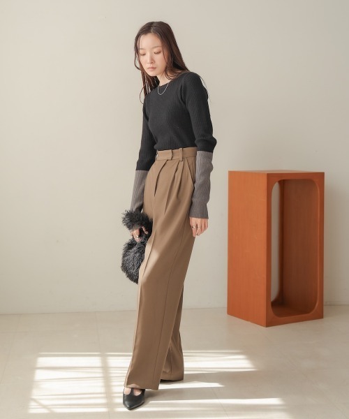 Bab(バブ)の「袖配色ラメニットトップス(ニット/セーター・レディース・グレイッシュベージュ/ブラック/ピンク/ベージュ/チャコールグレー・FREE)」の11枚目の写真