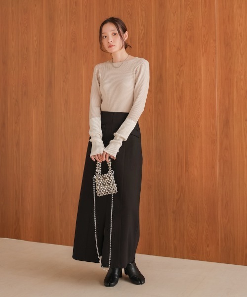 Bab(バブ)の「袖配色ラメニットトップス(ニット/セーター・レディース・グレイッシュベージュ/ブラック/ピンク/ベージュ/チャコールグレー・FREE)」の17枚目の写真