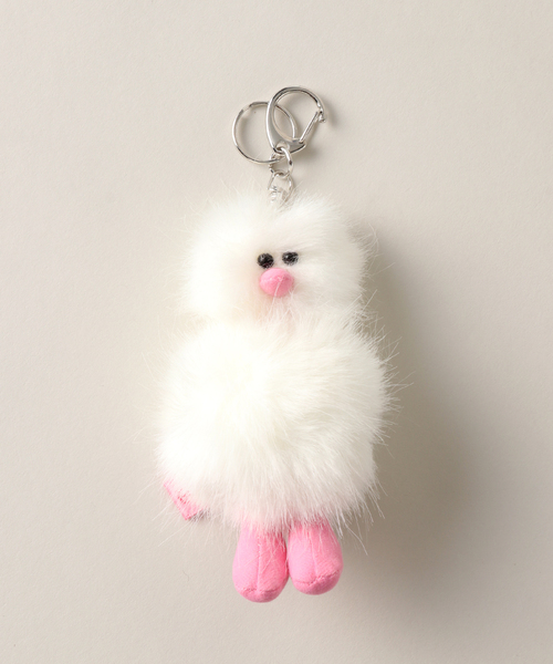 GRAY MANSION / グレイマンション】 Baby Ostrich Pom-pom Key Ri