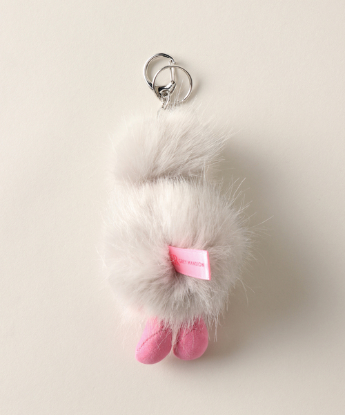 【GREYMANSION】Baby Ostrich Pom-pom Key Ring *basic* GREYMANSION】Baby Ostrich Pom-pom Key Ring *petit* (GREY