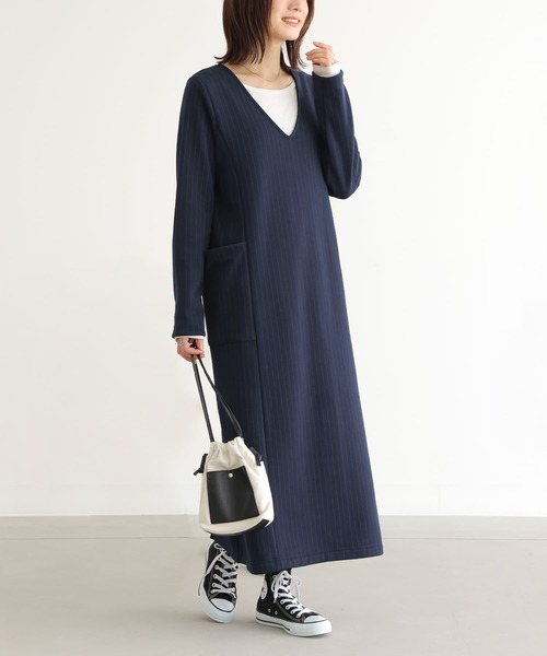 n'OrLABEL（ノアールレーベル）の「裏シャギーピンストライプワンピース（ワンピース・レディース・チャコールグレー/ネイビー・1/2）」の22枚目の写真