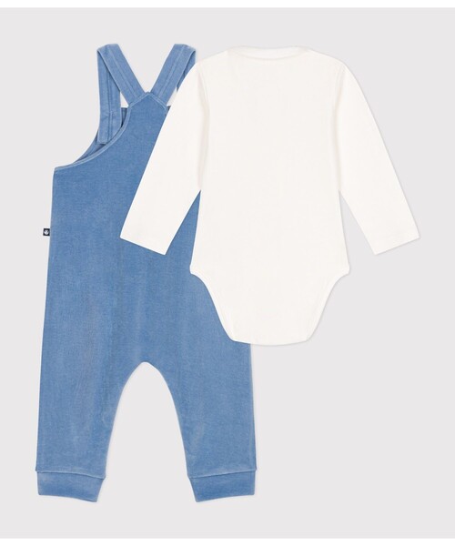 PETIT BATEAU（プチバトー）の「ベロア2点セット（サロペット/オーバーオール・キッズ・ブルー・6MONTH/18MONTH/12MONTH）」の3枚目の写真