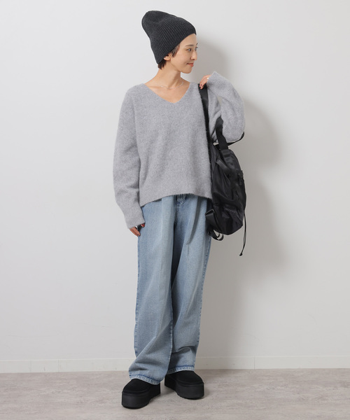 JOURNAL STANDARD relume（ジャーナルスタンダード　レリューム）の「【COSY/コージー】*relume Lambswool CAP：ニットキャップ（ニットキャップ/ビーニー・レディース・チャコールグレー/グレー/ブラウン系その他・FREE）」の4枚目の写真