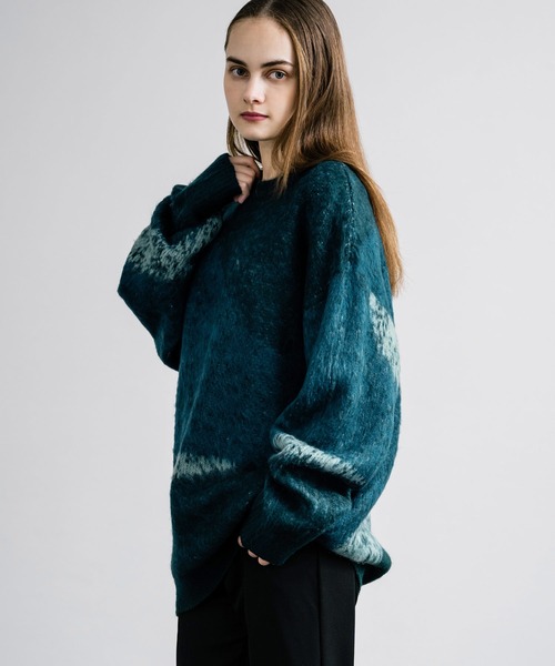 Rocky Monroe(ロッキーモンロー)の「新色追加 オーバーサイズ モヘアライクグラデーションニット(ニット/セーター・メンズ・ワイン/グリーン/ブラック/ブルー/ブラウン/チャコール・XL/L/M)」の19枚目の写真