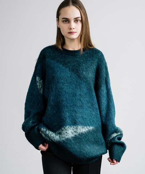 Rocky Monroe(ロッキーモンロー)の「新色追加 オーバーサイズ モヘアライクグラデーションニット(ニット/セーター・メンズ・ワイン/グリーン/ブラック/ブルー/ブラウン/チャコール・XL/L/M)」の21枚目の写真