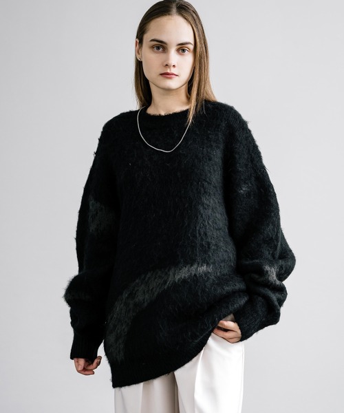 Rocky Monroe(ロッキーモンロー)の「新色追加 オーバーサイズ モヘアライクグラデーションニット(ニット/セーター・メンズ・ワイン/グリーン/ブラック/ブルー/ブラウン/チャコール・XL/L/M)」の17枚目の写真