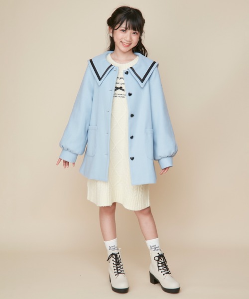 JENNI love（ジェニィラブ）の「マシュマロニットそでシャギーワンピ（ワンピース・キッズ・オフホワイト/グレー/サックスブルー・130cm/140cm/150cm/160cm）」の7枚目の写真