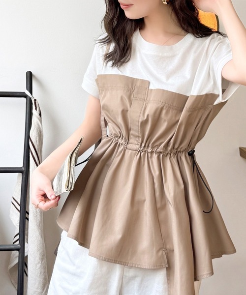 classicalelf(クラシカルエルフ)の「リラクシーでスッキリシルエット。アシメレイヤード風トップス(Tシャツ/カットソー・レディース・ホワイト系その他/ホワイト×ブラック/ブラック系その他・LARGE/MEDIUM/SMALL/X-LARGE)」の3枚目の写真