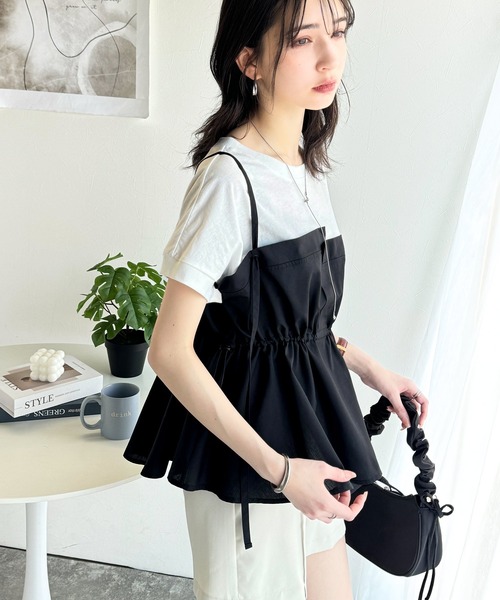 classicalelf(クラシカルエルフ)の「リラクシーでスッキリシルエット。アシメレイヤード風トップス(Tシャツ/カットソー・レディース・ホワイト系その他/ホワイト×ブラック/ブラック系その他・LARGE/MEDIUM/SMALL/X-LARGE)」の5枚目の写真