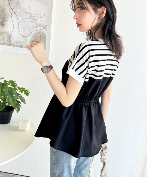 classicalelf(クラシカルエルフ)の「リラクシーでスッキリシルエット。アシメレイヤード風トップス(Tシャツ/カットソー・レディース・ホワイト系その他/ホワイト×ブラック/ブラック系その他・LARGE/MEDIUM/SMALL/X-LARGE)」の16枚目の写真