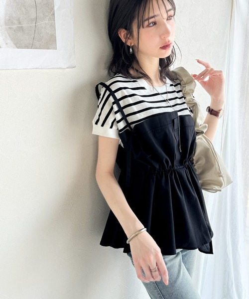 classicalelf(クラシカルエルフ)の「リラクシーでスッキリシルエット。アシメレイヤード風トップス(Tシャツ/カットソー・レディース・ホワイト系その他/ホワイト×ブラック/ブラック系その他・LARGE/MEDIUM/SMALL/X-LARGE)」の17枚目の写真